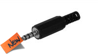 Conector Jack 3.5mm stereo plástico Macho 4 contactos con pretección negro