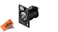 Conector XLR Hembra de tres pines de chasis en negro