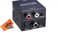 Conversor de audio digital Coaxial y Toslink a audio analógico 2x RCA