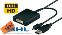 Cable adaptador micro USB p/ DVI MHL negro