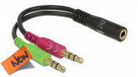 Cable Delock 1xJack 3.5mm F 04P - 2x Jack 3.5 M Mic+Audio 12cm HQ