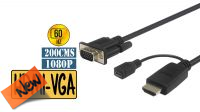 Cable adaptador HDMI Macho a VGA Macho con USB Micro B Hembra negro 2m