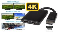 Cable adaptador de Displayport Macho V1.2 a 2x HDMI Hembra 4K*2K@30Hz 10cm negro