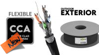 Bobine de cabo exterior S/FTP (PiMF) Cat.6 Flexível CCA AWG24/7 preto 100m