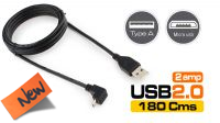 Cabo USB 2.0 A-micro B angulado 1.8m negro
