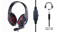 Auriculares con micrófono Gaming rojo y negro con control de volumen