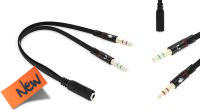 Cable adaptador mic/auricular Jack 3.5mm H - 2 x Macho 20cm