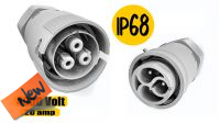 Conector estanque de 3 pinos para exterior IP68