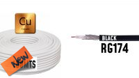 Bobina de cable coaxial RG174 50Ohm PVC negro 100m