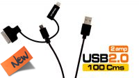 Cabo de dados/carga USB a Micro B com adaptador Lightning 08P/30P preto 1m