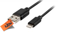 Cable de datos y carga USB A Macho a Lightning macho negro