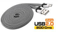 Cabo USB A Macho a Micro B Macho com revestimento em nylon 2m
