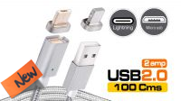 Cabo USB A Macho a micro USB Macho com ponta magnética 1m