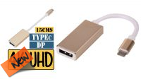 Adaptador USB C Macho - Displayport Fêmea dourado 15cm