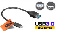 Cabo USB 3.0 C Macho a USB 3.0 A Fêmea OTG 20cm