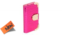 Funda protectora frontal y trasera con piedras brillantes rosa metálico