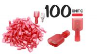 Conjunto de 100 terminais isolados tipo Faston/Macho 6.35mm 0.5-1.5mm2 10A vermelho