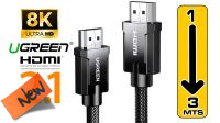 Cable Ugreen HD135 HDMI 2.1  M/M   8K@60hz,4K@120Hz Aluminum+nylon  3 m.