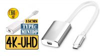 Cabo adaptador USB 3.1 Macho a mini displayport 4K*2K@60Hz prateado 15cm