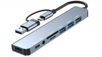 Docking 8en1 USB-C 4x USB3.0 1xTF/SD & Audio 1x USB-C