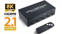 Switch HDMI V2.1 3 puertos 8K@60Hz HDCP2.2 con mando