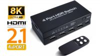 Switch HDMI V2.1 4 portas 8K@60Hz HDCP2.2 com comando