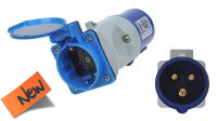 Adaptador inversor industrial 2P+T a Schuko Fêmea com tampa 16A