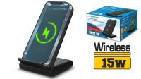 Carregador com suporte wireless Qi 15W max. preto