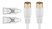Cabo de antena exterior encaixe rapido F plug a F plug 75 Ohm branco 1.5m