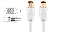 Cabo coaxial com dupla blindagem goldplated 75 Ohm antena M/F branco