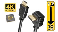 Cable HDMI High Speed con Ethernet angulado 270º M/M Gold Plated