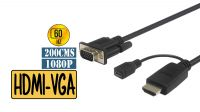 Cable adaptador HDMI Macho a VGA Macho con USB Micro B Hembra Negro 2m