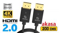 Cable HDMI 2.0 M/M 4K 3D 1080P 2m Gold Plated Negro