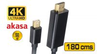 Cabo adaptador mini DisplayPort HDMI M/M 4K@60Hz preto 1.8m