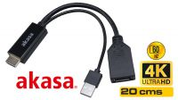 Adaptador HDMI Macho a Displayport Fêmea com USB Macho 4K@60Hz preto