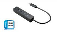 Hub USB compacto 4 portas 3.0 externo preto
