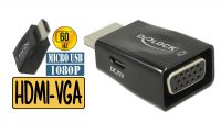Conversor HDMI - VGA USB Micro B DC5V Negro