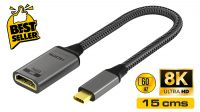 Cabo conversor USB 3.1 C - HDMI 8K@60Hz cinzento 15cm