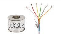 Bobina de cable de alarma blindado 6 conductores 100m Blanco