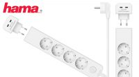 Regleta 4 x Schuko+1 Euro con transformador 2 x USB-C QC Blanco 1.4m