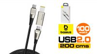 Cable Baseus USB C M- USB C M,adap.Square Lenovo QC 3.0(100W) Alu.Nylon 2m.