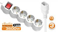 Régua 4 tomadas Schuko 16A com interuptor SFO C14 branca