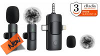 Microfone duplo Wireless lapela com 2 protetor antivento de pelo
