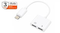 Adaptador de áudio cRadia para iPhone, Lightning 8 pinos macho para Lightning fêmea duplo carregamento e áudio