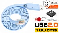 Cabo de consola cRadia USB 2.0 a RJ45 Chip FTDI (RS232) Azul 1.8m