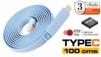 Cabo de consola cRadia USB-C a RJ45 Chip FTDI (RS232) Azul 1.8m