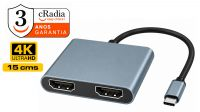 Cabo conversor USB 3.1 C - 2xHDMI máx.4K*2K@30Hz(60Hz 1xHDMI) cinzento 15cm