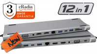 Docking cRadia 12-1 USB 3.1 M-VGA 2xHDMI-3xUSB3.0+2x3.1-TF/SD card-RJ45-PD100w  0.15m.