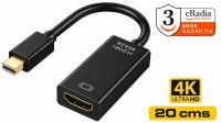 Cabo mini DisplayPort a HDMI cRadia M/F negro 4k 0.20 m.