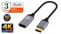 Cabo adaptador cRadia Displayport a HDMI M/F 4K@60Hz  Metalico